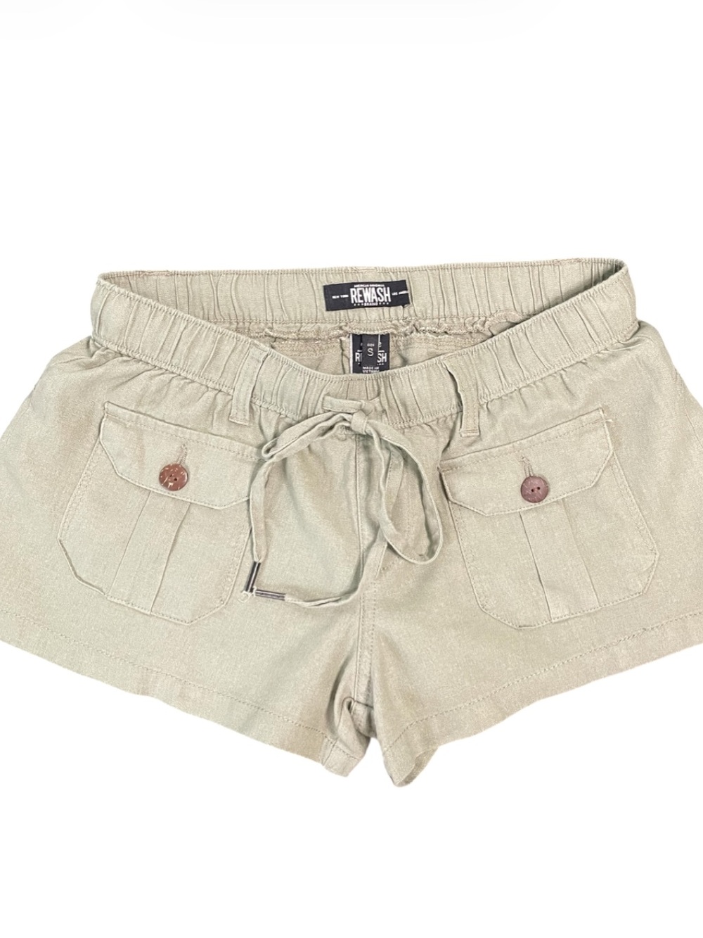 Rewash Light Olive Drawstring Cargo Shorts